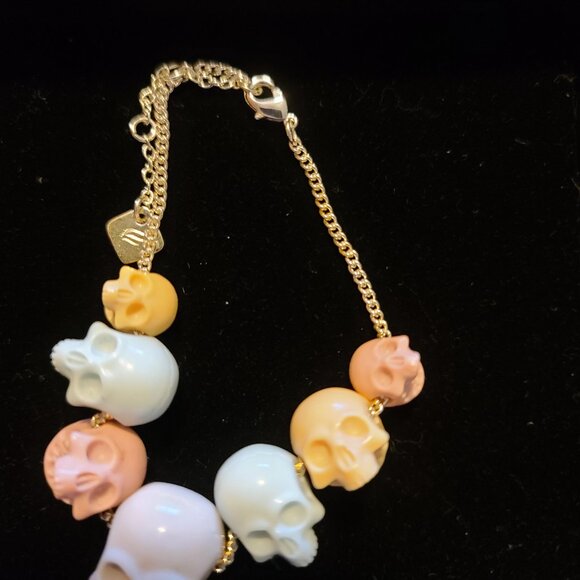 NIB Ashley Bridget Multi-Colored Skull Bracelet 6 1/2 - 7 1/2" - Picture 3 of 6
